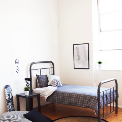 gunmetal grey steel frame kids single bed by Hypersonic Industries Australia